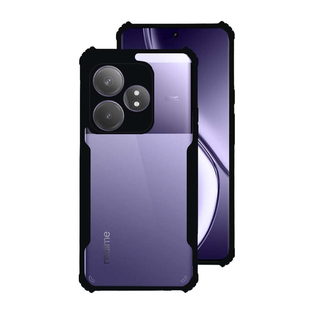 7SEVEN® Ipacky Back Cover for Realme GT 6T Mobile Back Case Shock Proof Design Camera Edges Protection Crystal Clear Phone Case Precise Cutouts Matte Black Soft Bumper Phone Cover
