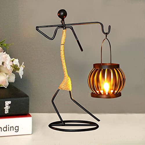 Image of LIFEHAXTORE Iron Candle Holder | Handmade Figurines | Home Decor Accessories - (Pack of 1, Black)
