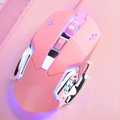 Ratón para juegos rosa con clics silenciosos y DPI ajustable para PC 6