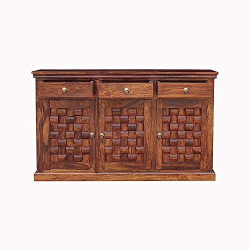 Image of Solid Sheesham Wood Multipurpose Sideboard, Honey Finish