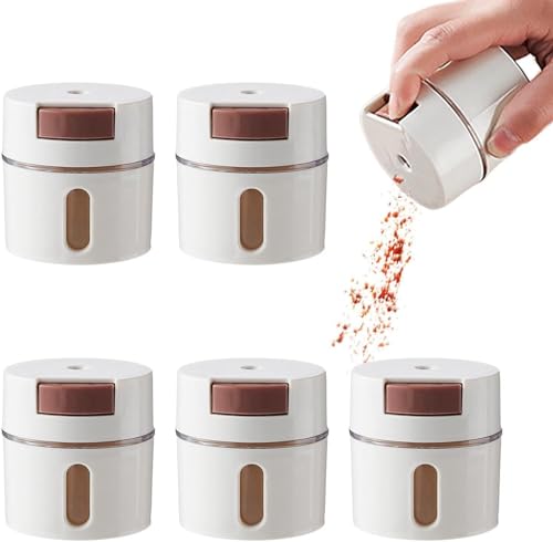 Image of Wall-Mounted Magnetic Spice Rack, 6 Rotating Containers, White, ABS Material, Minimalist Modern Style, Space-Saving Kitchen Organizer (6)