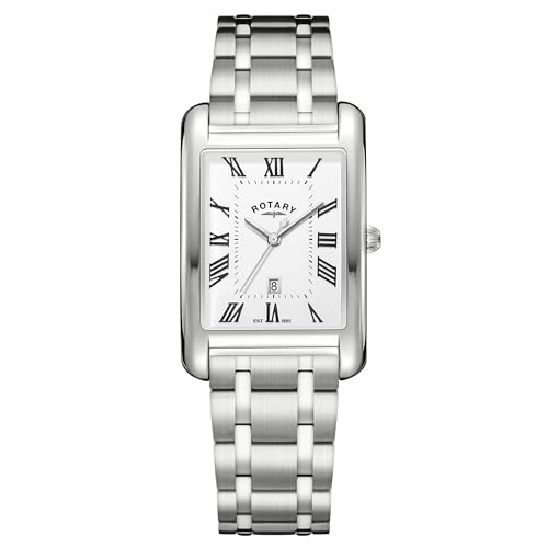 Imagen de Rotary Heritage Astoria Reloj rectangular de acero inoxidable para hombre