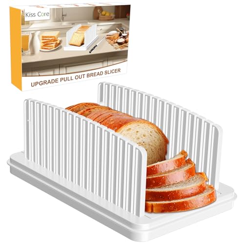 Image of Kiss Core Upgrade Pull Out Bread Slicer for Homemade Bread | Foldable Bread Slicing Guide Removable Cutting Board Slice Evenly Bread cutter slicer Suitable for Bread Making Supplies