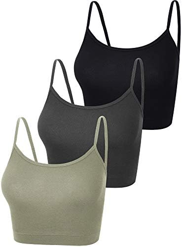 Boao 3 Pcs Crop Camisole Top Spaghetti Strap Tank Sleeveless Crop...