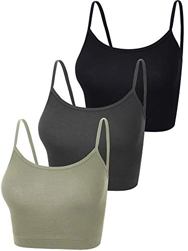 B.BANG&BRSP Padded Women Lace Sports Bra Seamless Push Up Camisole for Yoga Fitness, 3 PCS