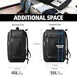 Travel Backpack, Extra Large 50L Flight Approved Carry on Backpack, Expandable Waterproof Business Suitcase Daypack Big Bag Fits 18.4 Inch Laptop, Black - Image 4