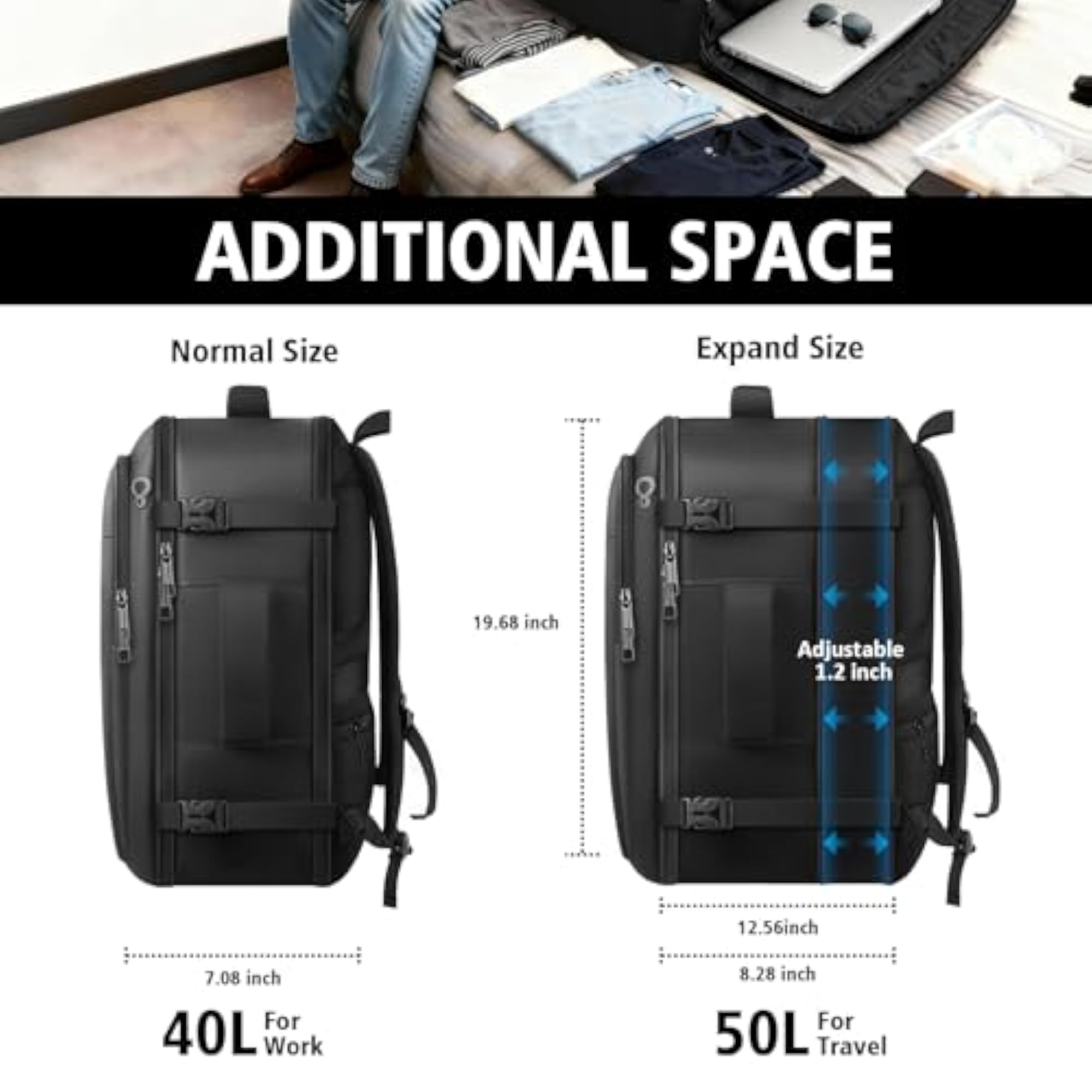 Travel Backpack, Extra Large 50L Flight Approved
