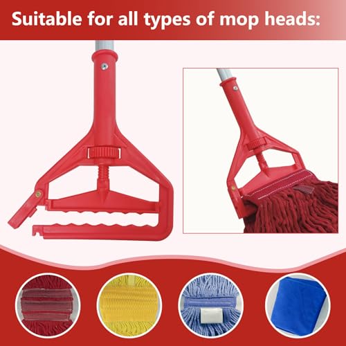 Image of Commercial Mop Clamps-Quick Change Head Mop Handle -Heavy Duty Mop Head Replacement Holder Change Mop Handle -Commercial Gripper Mop Wet Mop Handle 2PC
