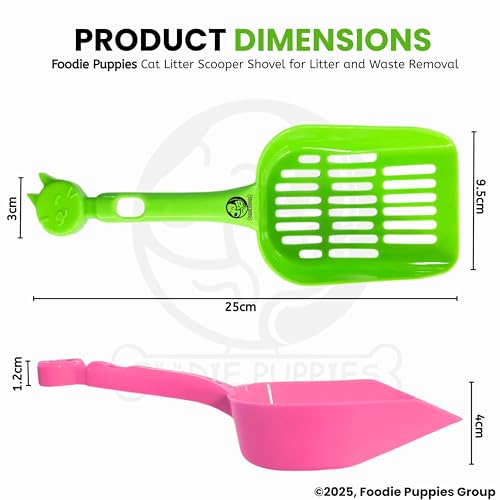 Image of Foodie Puppies Cat Litter Scooper Shovel - (Set of 2) | Durable Plastic Litter Scoop for Cats, Multicolor Cleaning Tool for Cat Sand and Waste Removal