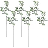 Giegxin 6 Pcs 27.5' Extra Long Artificial Flocked Lambs Ear Greenery Stems Faux Lamb's Branches Ear Flocked Oak Leaves Blade for Home Rustic Wedding DIY Floral Arrangement
