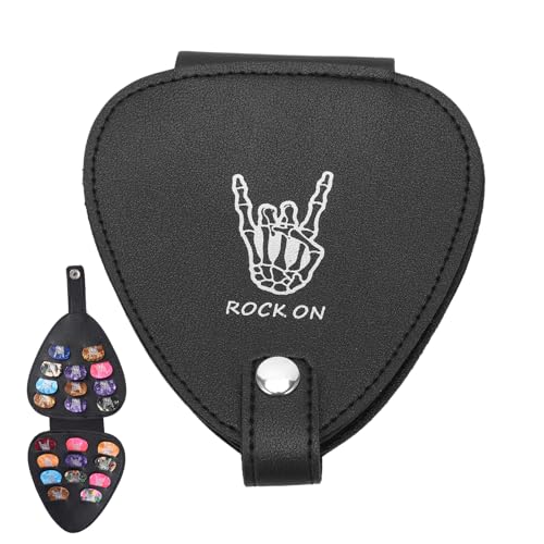Agatige Guitar Pick Holder Case with 22 Slots PU Leather Guitar Plectrum Bag for Acoustic Electric Guitar Ukulele, Bass