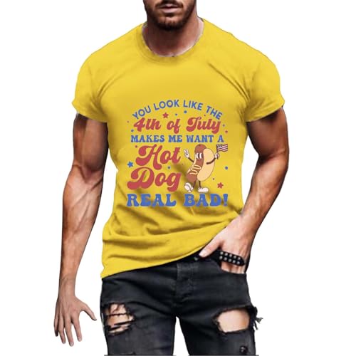 Camisetas informales para hombre para el tiempo libre, la vida cotidiana, elegante camiseta con estampado de perrito caliente, ideal para actividades al aire libre, ajuste cómodo para primavera y