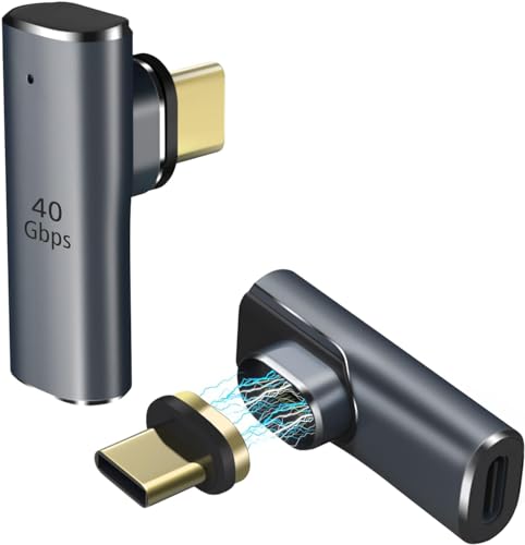 Image of Tobo 90 Degree Magnetic USB C Adapter 24 Pins with PD 100W Fast Charge USB 4 40Gbps 8K 60Hz for Thunderbolt 3 /4, MacBook Pro /Air /ROG Ally /Steam Deck /PS5 PSVR 2(TD-1103TC, Pack-of-2)