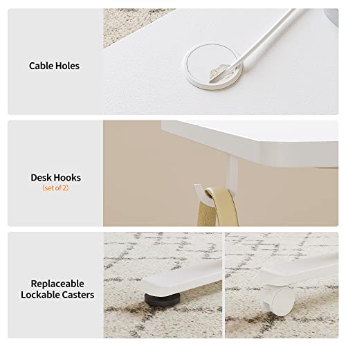 Cubiker 40 X 24 Inch Standing Desk, Stand Up Height Adjustable Home Office Electric Table, Sit Stand Desk With Splice Board, White Frame & White Desktop #TOP6