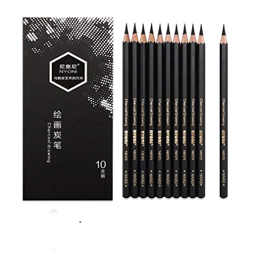 YYMIYU Sketch Charcoal Hard Professional Drawing Tool Set of 12 Charcoals