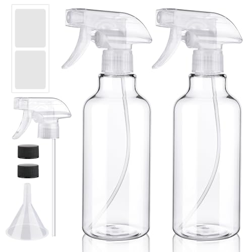 Image of FreeBiz 500ml Spray Bottles Durable Plastic Empty Spray Bottles for Hair Gardening Adjustable Bottle Nozzle Refillable Leak Proof Trigger Sprayer for Cleaning Solutions Plants Home (2 Pack Clear)