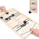 DIRUQSD Brettspiel Hockey,Holz Schnell Sling Puck Match-Spiel, Fast Sling Puck Game, Hockey Brettspiel, 2 in1 Portable Schachbrett-Set Partyspiele Tisch-Desktop-Spiel (L (54cm*29.5cm)