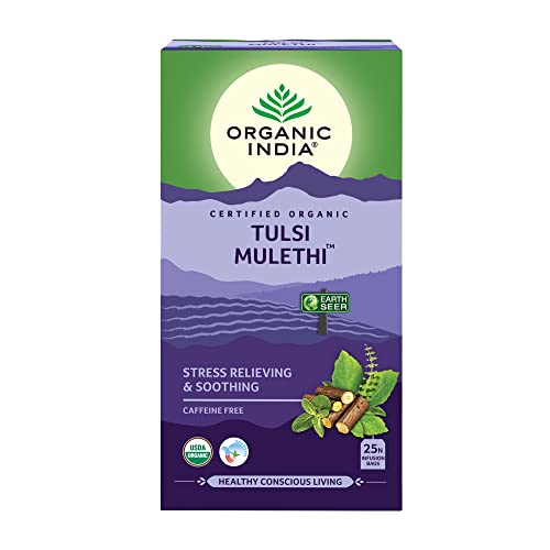 Image of Organic India Tulsi Green - 25 x 1.8g Tea Bags (Lemon Ginger) & Tulsi Mulethi, 25 Tea Bags