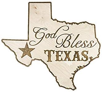 Country Rebel God Bless Texas Two-Tone Wood Home Decor Wooden Wall Art - Made of Baltic Birch - Veteran Hand Crafted - Rustic Interior Design