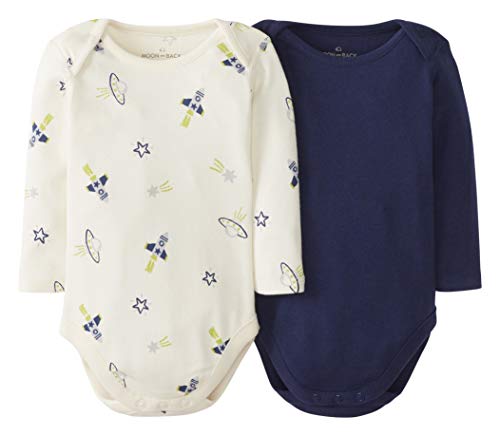 Moon and Back by Hanna Andersson Baby 2 Pk Long Sleeve Bodysuit, Navy, Newborn