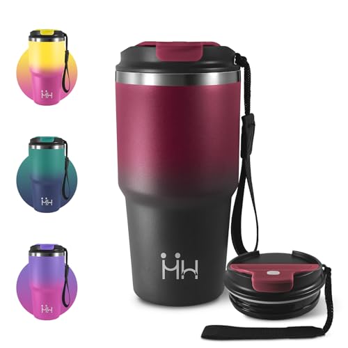 Tazza Termica 600ml, Termico per Caffè Riutilizzabile da Portare con Coperchio, Termo in Acciaio Inossidabile con Doppia Pared Aislante, per Auto, Campeggio, Bevande Calde, Latte e Tè, Palestra