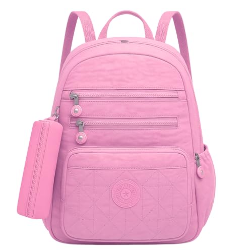 Mochila Feminina + Estojo J’PRIB – Resistente, Funcional e Versátil para Trabalho e Estudos (Rosa Claro)