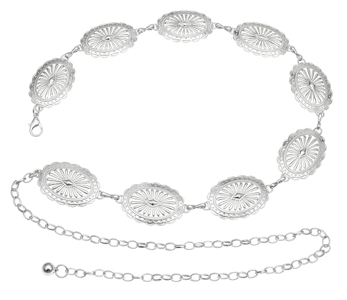 Image of Women's Concho Chain Belt Western Cowgirl Metal Waist Chain Belt for Dress