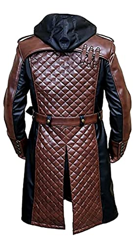 Assassins Gang Cred Black and Brown Men Trench Leather Long Coat2