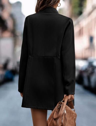 IDEALSANXUN Wool Blazer for Women Fall Winter Open Front Blazer Jackets Business Coats Dressy Peacoat Trench Coat4