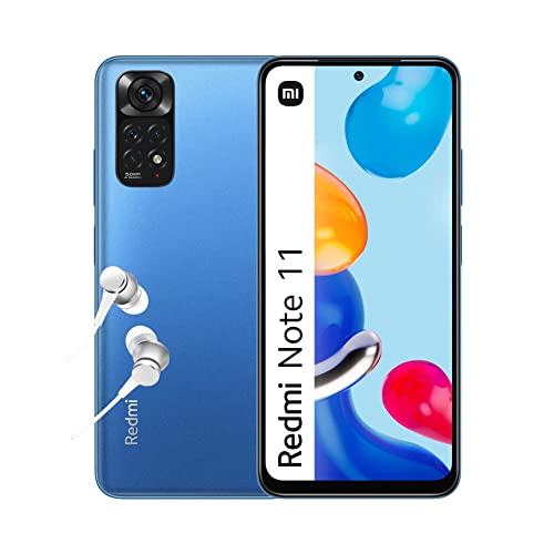 Xiaomi Redmi Note 11 Smartphone+Kopfhörer,4+64GB Handy ohne Vertrag,6.43” 90Hz FHD+ Amoled Dotdisplay, Snapdragon 680, 50MP AI Quad Kamera,5000mAh,Twilight Blue(2 Jahre Garantie+Amazon DE Exclusive)