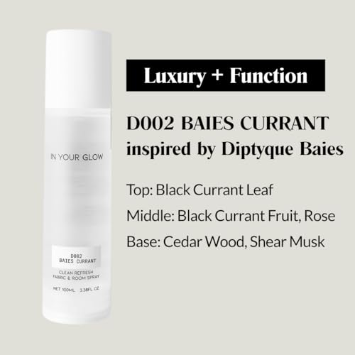 Image of In Your Glow Fabric & Room Mist Spray- Long-Lasting Clean Scent, Unisex Luxury Fragrance & Odor Eliminator, 100ml- D002 BAIES CURRANT