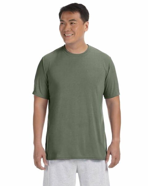Gildan Men's 100% Polyester Moisture Wicking, Performance T-Shirt. Military Green