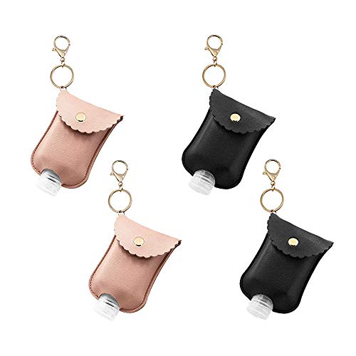 JOJYO Tragbare Quetschflasche, Leere Kunststoff-Quetschflaschen für Kosmetika, ätherisches Öl, nachfüllbare Flaschen-Clips (2 Pink + 2 Schwarz) Cover