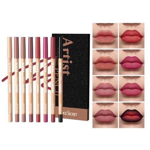 Juego de 8 delineadores de labios mate color nude, resistentes al agua y de larga duración, a prueba de manchas (# 04)