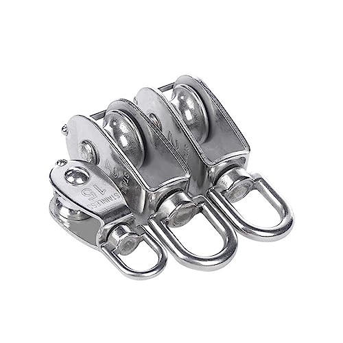 1 PCS Stainless Steel Pulley M15/M20 M25 M32 M50 Single Wheel Swivel Lifting Rope Pulley Set Lifting Wheel Tools(M25)