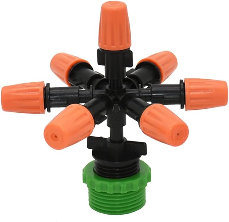 Male 1/2 3/4 Water Mist Sprinkler Nozzle 7-Way Garden Sprayer Nozzle for Garden Greenhouse Irrigation Accessories 1ps(1I2 3I4)