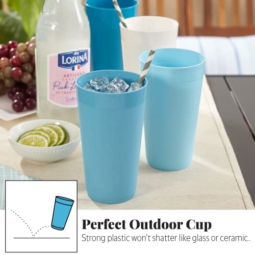 Us Acrylic Newport 20 Ounce Unbreakable Plastic Stackable Water Tumblers In Blue Sky | Set Of 12 Drinking Cups | Reusable, Bpa-Free, Made In The Usa, Top-Rack Dishwasher And Microwave Safe #TOP4