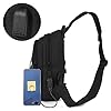 HUNTVP Tactical Poitrine Sac Molle Poitrine Sling Pack Sac à Dos Sac à Bandoulière Sac à Bandoulière avec Bouteille d'eau Poche USB Prise pour Usage Extérieur Plein Jour Noir #2