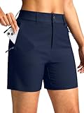 Santiny Women'S 5'/7' Hiking Golf Shorts With 3 Pockets Stretch Quick Dry Outdoor Travel Work Shorts For Women Casual Summer (Navy_M)