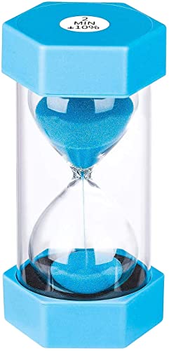 Sand Timer 2 Minute Hourglass SuLiao, Large Colorful Plastic Sand Clock 2 Min Sand Watch Sandglass for Kids, Games, Decor, Kitchen, Classroom, Toothbrush Timer Blue