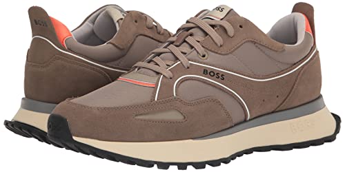 Boss Men's Running Style Nylon With Suede Trim Sneakers, Burlap Beige/Fawn Beige/Tangerine Orange, 8 #TOP6