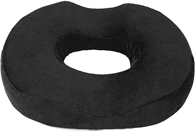 Donut Pillow Seat Cushion Orthopedic Design| Tailbone & Coccyx Memory Foam Pillow | Relieve Pain and Pressure for Hemorrhoid, Pregnancy Post Natal, Surgery, Sciatica (Black)