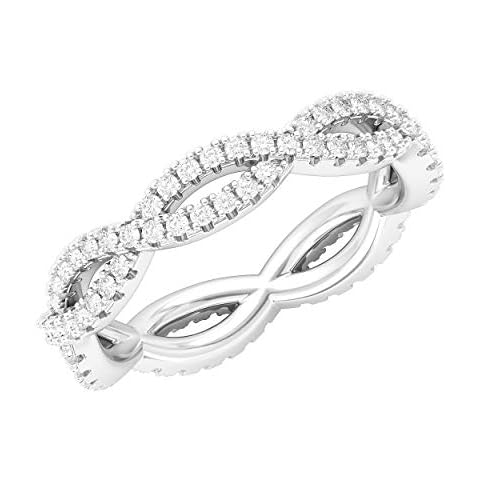 Sterling Silver Full Infinity Twist Simulated Diamond Eternity Ring Wedding Band Matching Ring (J) Cover