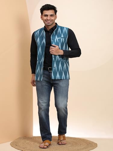 Image of SKAVIJ Men's Casual Nehru Jacket Business Vests Lightweight Waistcoat Slim Fit Suit Vest