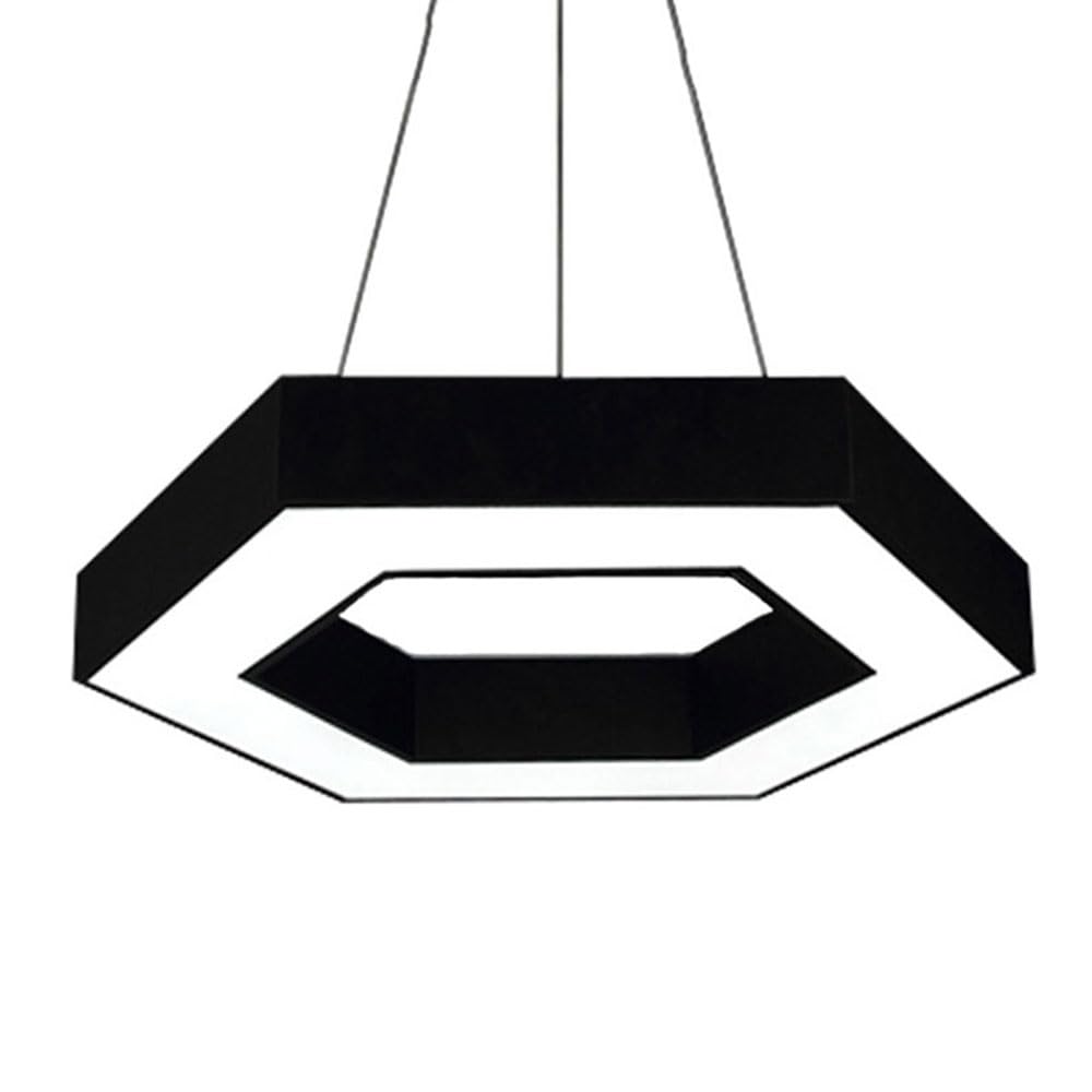 Suspension LED Noire au Design Hexagonal Épuré et Éclairage Premium