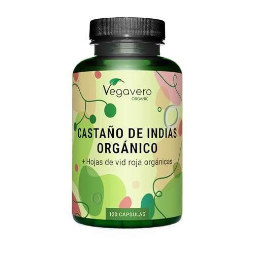 Castaño de Indias BIO Vegavero | 800mg | Con Vid Roja | 100% Orgánico | Circulación & Piernas Cansadas | Libre de Aditivos | 120 Cápsulas | Vegano | Aesculus Hippocastanum