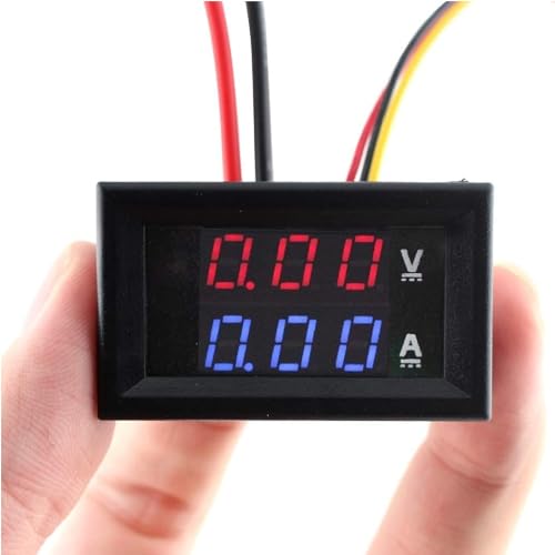 Image of ROBOWAY Mini Dual LED 0.28 inch Red-Blue Display Digital Voltmeter (0-100V) and Ammeter (10A)-LED Display Digital Voltmeter Ammeter - Voltage Current Tester (RW-142)