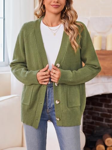 Women's Cardigan Sweaters Button Down Long Sleeve Knit Outwear with Pockets2