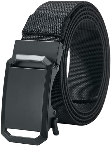 LionVII Cinturón de trinquete elástico con hebilla automática, ajustable y elástico, cinturón de trabajo para hombre, 130 cm