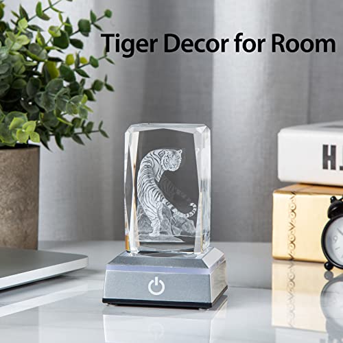 Erwei 3D Tiger Birthday Gifts For Men Dad Kids Crystal Laser Engraved Crystal Tiger Figurine Lamp Glass Tiger Statue Paperweights Gifts For Dad Husband Him Fathers Day #TOP2
